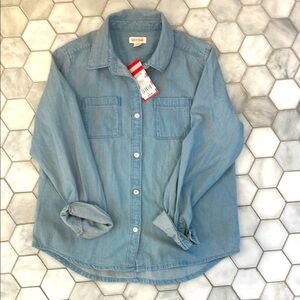 NWT Girls Cat and Jack Chambray Shirt